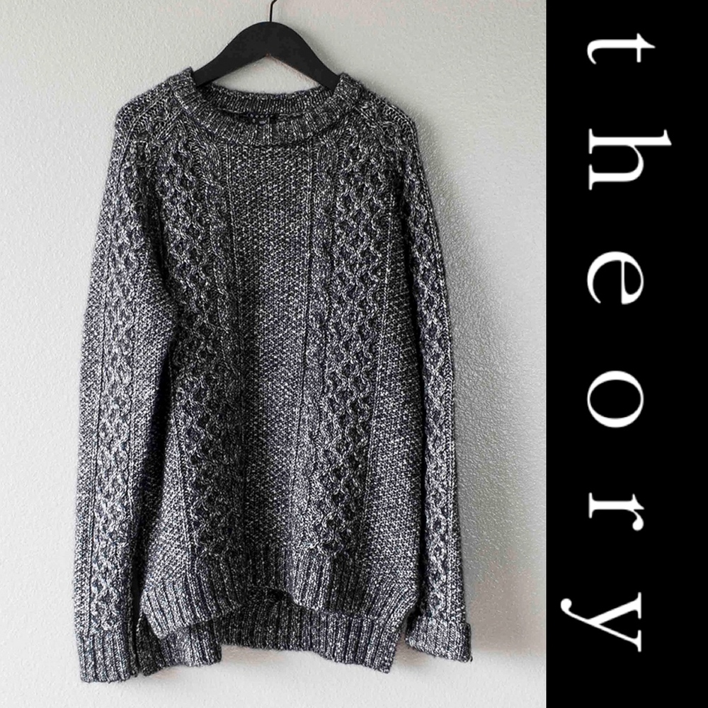 Theory Gray Cable Knit Sweater